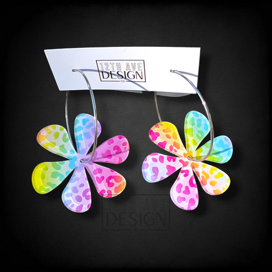 Floating Daisy Hoop Earrings