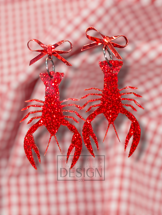 Glitter Crawfish Earrings (Ready Now)