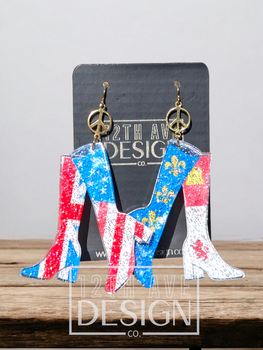 Patriotic GoGo Boot Earrings