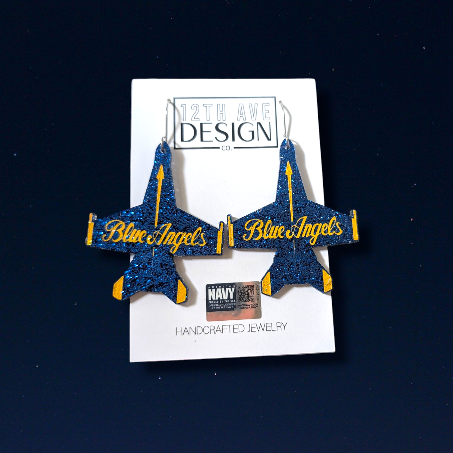 Blue Angels Official Script Earrings (Large)