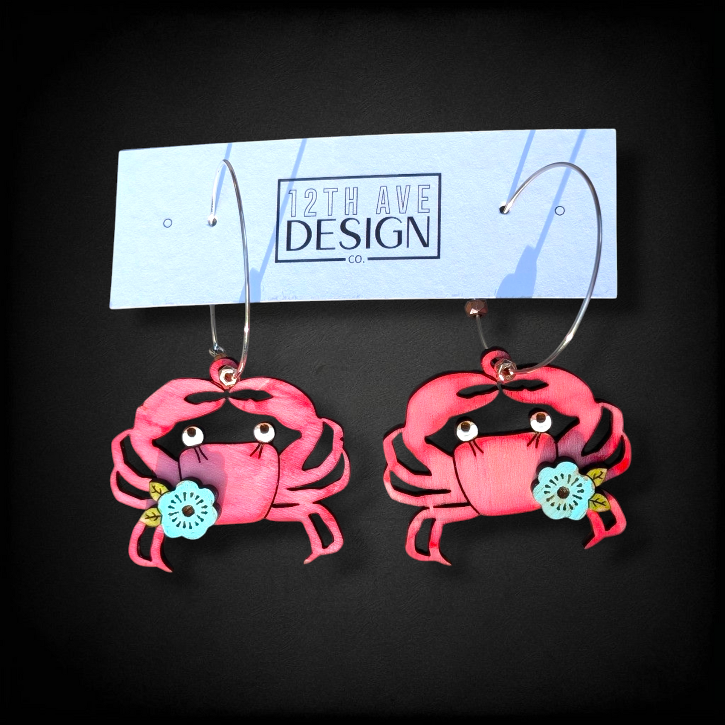 Watercolor Crab Earrings
